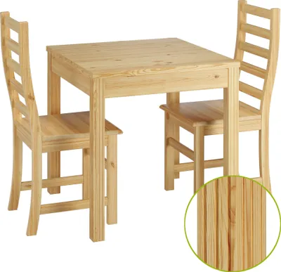 Produktbild von Schöne Essgruppe mit Tisch und 2 Stühle Kiefer natur Massivholz 90.70-50 C -Set 21