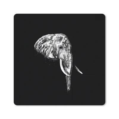 Produktbild von MuchoWow® Mauspad Mousepad Elefant - Zähne - Schwarz - Weiß 30x30 cm - Mousepads - Maus Mat - Pad - Mausunterlage - Gaming