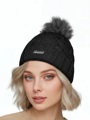 Produktbild von Damen Strickmütze Zopfmuster Fleccefutter Bommelmütze Pudelmütze Wintermütze Accessoires Herbst Winter Model 2213 Neverless®