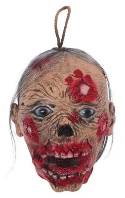 Halloween-Kopfhänger aus Latex, Zombie-Deko, 27 cm, blutig