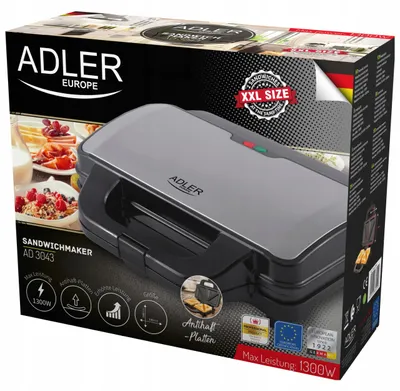 Produktbild von Sandwichmaker Adler Ad3043 Xxl 1300 W Antihaftplatten Thermostat AD 3043