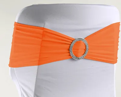 Produktbild von Stuhlschleifen Stretch, Orange - elastische Schleifenbänder mit Schnalle