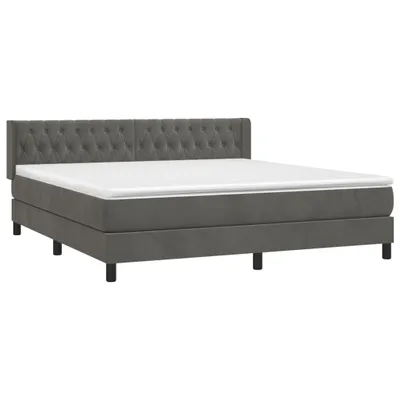 Produktbild von Boxspringbett mit Matratze Dunkelgrau 180x200 cm Samt