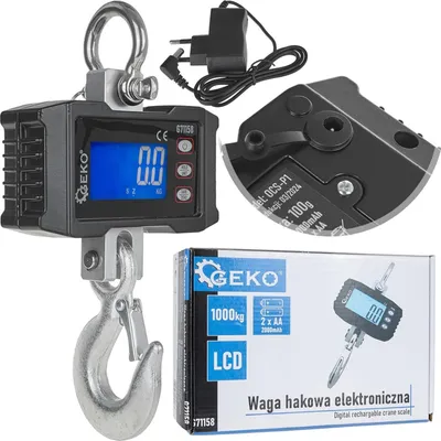 Immagine prodotto di Bilancia elettronica-dinamometro per gru 1000 kg 2000 lb bilancia da gru digitale con telecomando, schermo lcd Geko