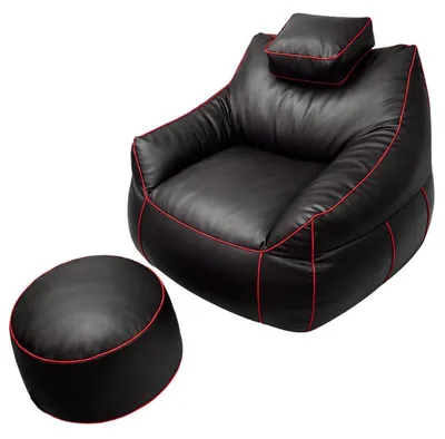 Produktbild von Gaming sitzsack + Fußhocker Kunstleder BANANAIR 100x110 rot