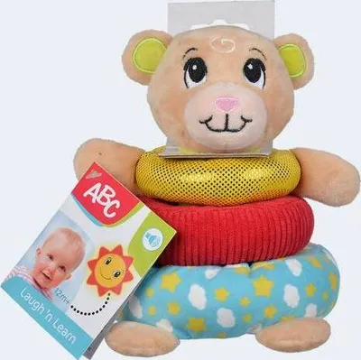 Produktbild von ABC Teddy Plüsch Stapelring Stabgreifling + Rassel