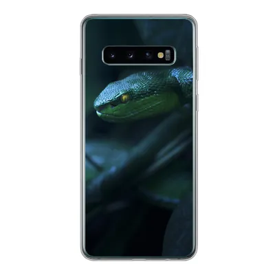 Produktbild von MuchoWow® Handyhülle Schutzhülle Hülle für Samsung Galaxy S10 Schlange - Makro - Holz Silikon Softcase Handy Hülle - Handytasche