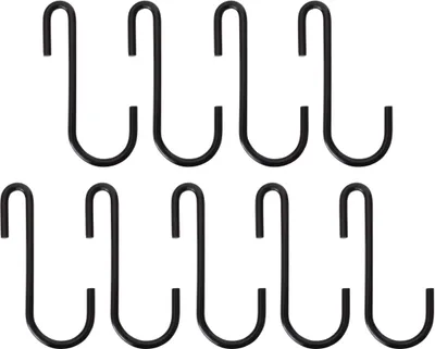 Produktbild von Natural Goods Berlin GARD Kleiderhaken FLAT, S-Kleiderhaken, Garderobenhaken für Stangen und flache Leisten, Schwarz, 9 Stück