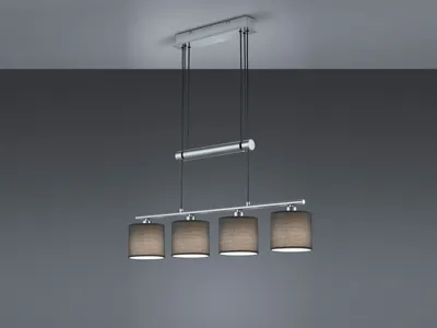 Produktbild von Höhenverstellbare LED Pendelleuchte Stoff grau mehrflammig über EsstischLampen