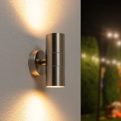 Produktbild von hoftronic LED Wandleuchte 8W 690lm IP44 GU10 2700K Edelstahl dimmbar