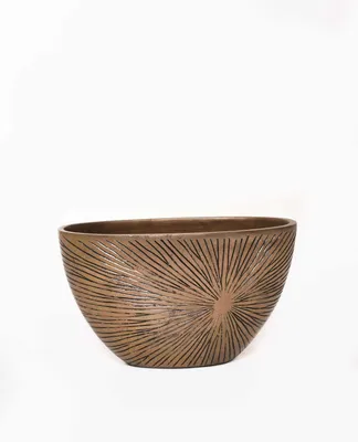 Produktbild von VIVANNO Dekoschale Fiberglas CHANTANT Schale, Solisgold mit Muster - 37x18x21 cm