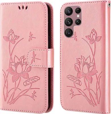 Produktbild von König Design Hülle kompatibel mit Samsung Galaxy S22 Ultra 5G Kunstleder Handyhülle - Handy Case Rosa