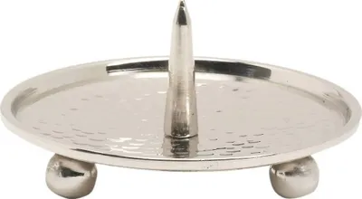 Produktbild von Kerzenteller Ø 8cm Innen Messing Vernickelt Vernickelt mit Dorn Teller Poliert