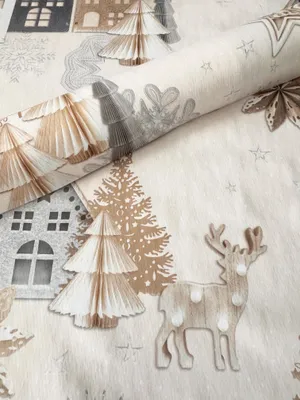 Produktbild von PVC Tischdecke BERGEN Wachstuch Weihnachten beige gold silber grau abwaschbar Eckig Meterware , Größe:100 x 100 cm