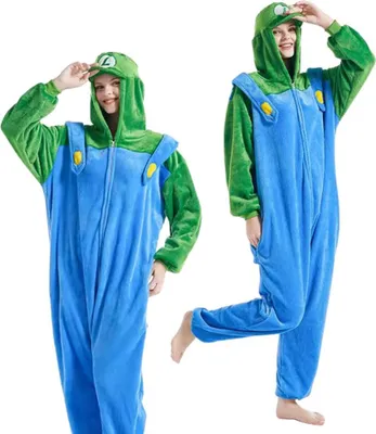 Produktbild von Onesie Kigurumi Pyjamas Super Mario Luigi Verkleidung Kostüm L: 165 - 175cm