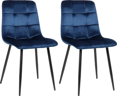 Produktbild von 2er Set Esszimmerstuhl HLO-CP26 Samt  blau