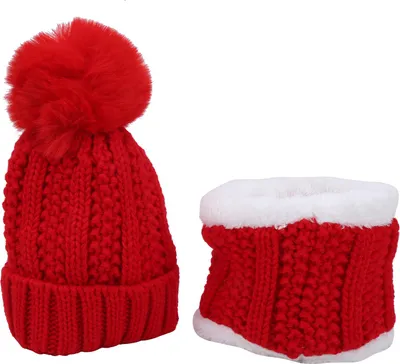 Produktbild von Baby warme Strickmütze Herbst Winter verdicken Kinder Wolle gestrickt süße Mütze für Mädchen JungenRot