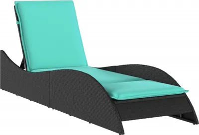 Produktbild von Sonnenliege mit Kissen Schwarz 60x205x73 cm Poly Rattan
