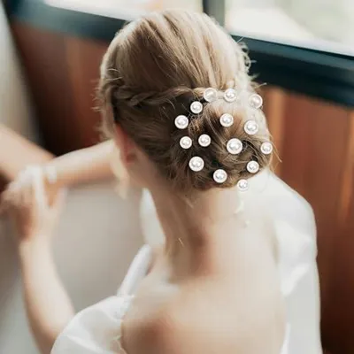 Produktbild von Set mit 18 Perlen-Haarnadeln – U-förmige Haarspangen für Hochzeiten, Bräute, Brautjungfern und Frauen in Silber