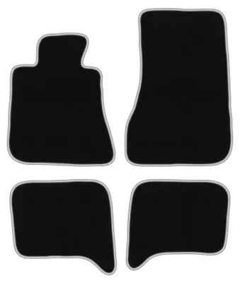 Produktbild von Fußmatten Automatten Velours Schwarz/Silber für BMW 5 E28 1980-1990 Set 4-tlg