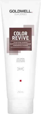 A white tube of Goldwell Dualsenses Color Revive shampoo for brown hair.