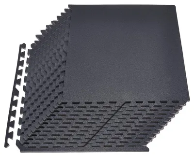 Image de VEVOR - Tapis de sol emboîtables (24 pièces) 610 x 610 x 14 mm, tapis en mousse EVA haute densité, tapis de fitness, de gymnastique et de sport emboîtables, pour l'entraînement à domicile ou en salle de sport, noir
