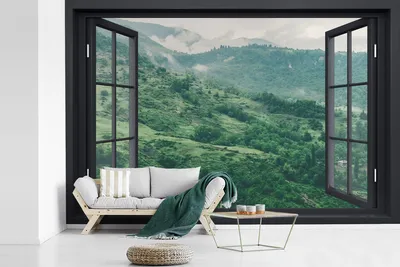 Produktbild von MuchoWow® Fototapete für Wohnzimmer oder Schlafzimmer Wandtapete Vinyl Motivtapete Aussicht - Berg - Baum - 420x280 cm - Zimmer für Kinder