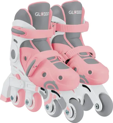 Immagine prodotto di GLOBBER LEARNING SKATES 2in1 - Pattini in linea e quad per bambini, misura regolabile 30-33, ABEC 9, dimensioni ruote 54x24 mm, rosa
