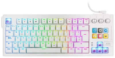 Obrázok produktu pre Mars Gaming MKMASTERW, Tenkeyless (80 – 87 %), Kábel, USB, Mechanický spínač kláves, Biela