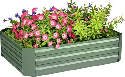 Image de Outsunny Bac à plantes surélevé en acier, bac à fleurs empilable, bac à légumes 120x90x30cm pour le jardin et le balcon, bac à fleurs, plantes et légumes
