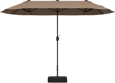 Produktbild von COSTWAY Doppelsonnenschirm 400x200cm mit Ständer und Kurbel, Gartenschirm UPF 50+, Marktschirm XXL