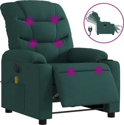 Produktbild von vidaXL Massagesessel Elektrisch Dunkelgrün Stoff