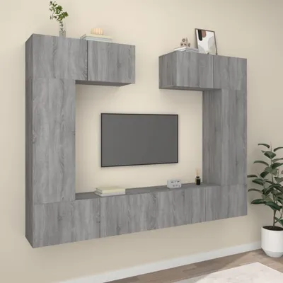 Produktbild von The Living Store 6-tlg. TV-Schrank-Set Grau Sonoma Holzwerkstoff