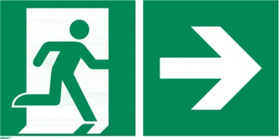 Produktbild von Rettungszeichen Rettungsweg rechts, Typ: 12400