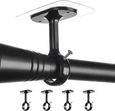 Obrázek produktu pro Držáky na tyče závěsů, bez nutnosti vrtání, 4 kusy, nastavitelné, 25-32 mm, černé, pro okna