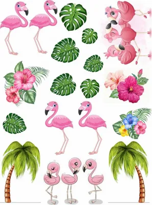 Produktbild von Tortenwaffel A4 FLAMINGI TROPIKI PALMS