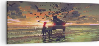 Produktbild von Bild auf Leinwand - Leinwandbild - Klaviermusik - 120x50cm - Wand Bild - Wanddeko - Wandbilder - Leinwanddruck - Bilder - Kunstdruck - Wanddekoration - Leinwand bilder - Wandkunst - AB120x50-3911