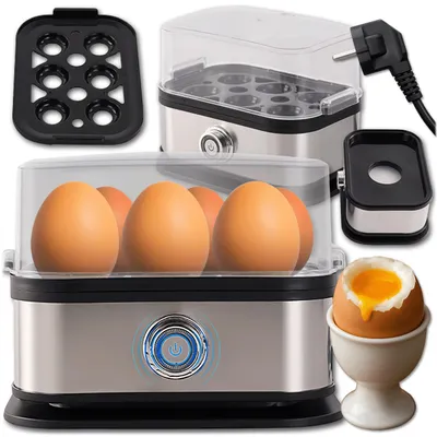 Produktbild von KRUMAD Eierkocher für 6 Eier, 200W Automatisch, Schnell und Effizient, Ideal für Weich, Mittel, Hart, Eierkochen für Familie und Zuhause