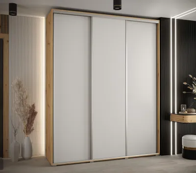 Obrázok produktu pre Šatníková skriňa YVONA 1 - 190/45 cm, dub artisan / biela / strieborná