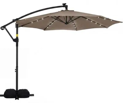 Obrázek produktu pro Zahradní slunečník s podstavcem, LED osvětlením a klikou NP13210CF, 300 x 300 cm, hnědý