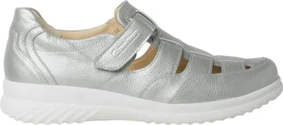 Produktbild von Damen Sneaker Silber mit Klettverschluss, seitlichen Cut-Outs und geschlossener Zehenpartie