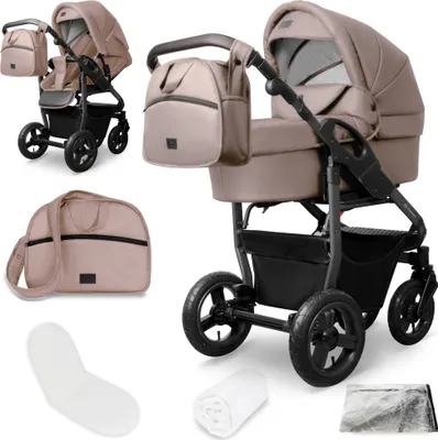 Produktbild von Bergsteiger Capri Kombikinderwagen 2-in-1 ohne Babyschale – Babywanne & Sportsitz, Luftreifen, Federung, höhenverstellbarer Griff, faltbar, Zubehör