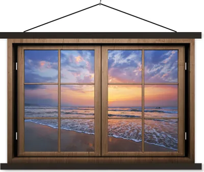 Produktbild von MuchoWow® Textilposter Aussicht - Strand - Meer 120x80 cm mit schwarzem Rahmen - Wanddeko