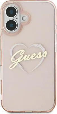 Produktbild von Guess GUHCP16SHCHGSPP iPhone 16 6.1" pink hardcase IML Heart Schutzhülle