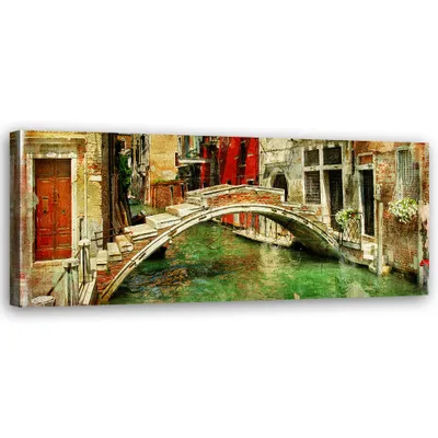 Produktbild von Leinwandbild Brücke in Venedig 150x50 Feeby Beige bild für die wand bereit zum aufhängen