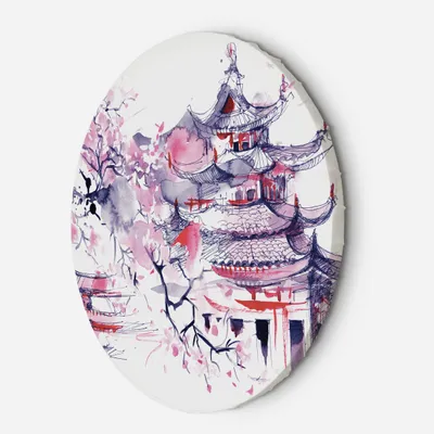 Produktbild von Leinwandbild rund Japan Aquarellmalerei 80x80 Feeby Rosa bild für die wand bereit zum aufhängen