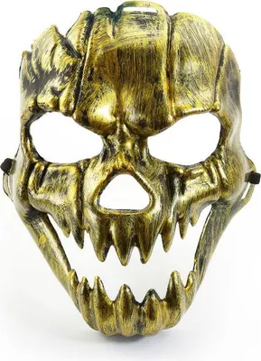 Produktbild von Oblique Unique Maske Totenkopf Schädel metallisch Halloween Fasching Karneval - gold