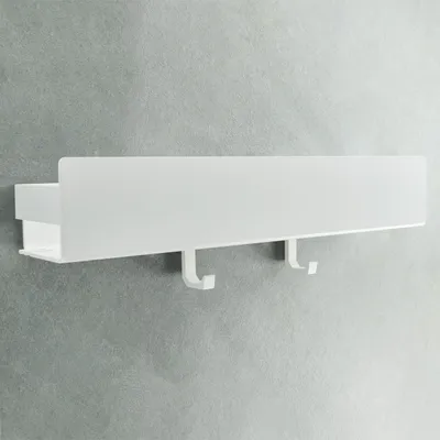 Image de Étagère de salle de bain sans perçage, étagère murale en aluminium avec 2 crochets