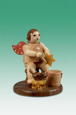 Produktbild von Holzfigur Sternmalerengel mit Krone natur Höhe 6,5cm NEU