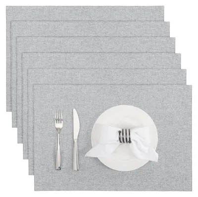 Obrázok produktu pre Podložky pod tanier do jedálne, z látky, dekoratívne, sivé, 6 ks, 30 x 45 cm